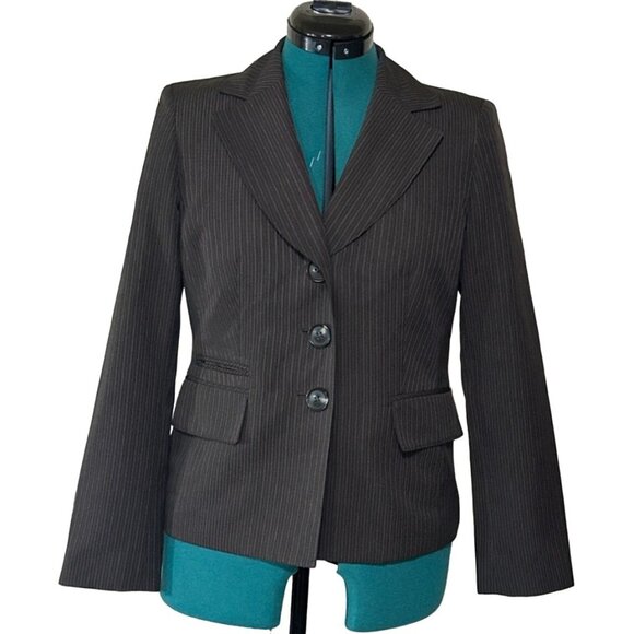 Evan-Picone Petite Suit Jacket Brown w/Stripes Polyester Blend Women's Size 6P - Picture 3 of 16